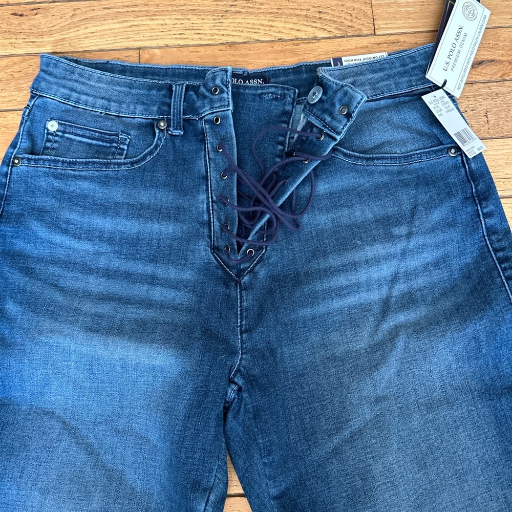 NWT Lace up jeggings, “Eco Sculpt” Us Polo Assn Sz 10 Reg;high rise jegging. 👖